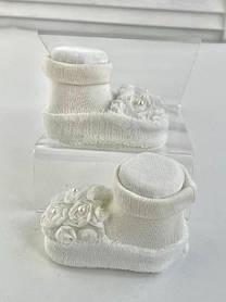 Пінетки для новонароджених велюрові ошатні на виписку 0 - 6 місяців (зріст 50 - 68 см) Lari Молочний