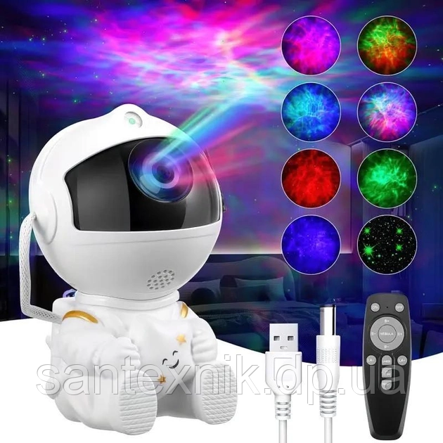 Дитячий світильник-нічник проєктор зоряного неба Космонавт Sky Star Astronaut Lamp з пультом, фото 1