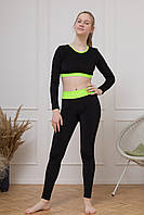 Рашгард і лосини для фітнесу на дівчинку дитячі чорного кольору з біфлексу р. 26-44