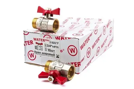 Кран 3/4 Бабочка гайка штуцер Water-Pro (Вода), фото 3