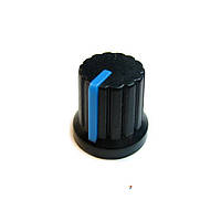 KNOB-PLB-14X15X6-BLUE Ручка для потенциометра: пластик, внешний диаметр 14 мм. внутренний диаметр 6 мм. Высота