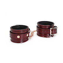 Шкіряні наручники Liebe Seele Wine Red Wrist Cuffs, знімний ланцюжок-кріплення, фото 2