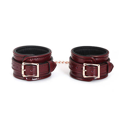 Шкіряні поножі Liebe Seele Wine Red Ankle Cuffs, знімний ланцюжок-кріплення, фото 1