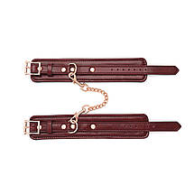 Шкіряні поножі Liebe Seele Wine Red Ankle Cuffs, знімний ланцюжок-кріплення, фото 4