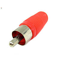 RCA-PM02-N-R RCA разъем (тюльпан), папа, пластиковый корпус, красный, контакты никелированные, диам. кабеля