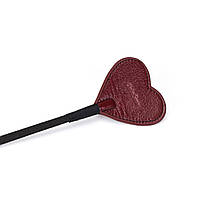 Шльопалка-сердечко Liebe Seele Wine Red Riding Crop with Heart-Shape Tip, натуральна шкіра, фото 4