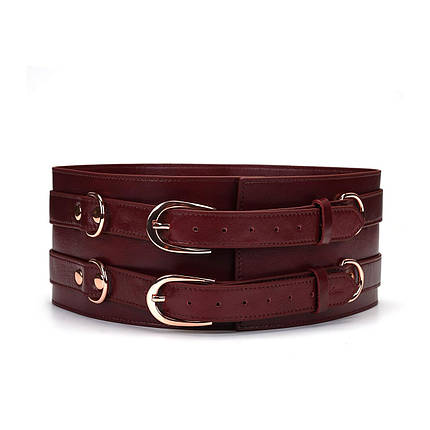 Шкіряний пояс для бондажу Liebe Seele Wine Red Waist Cuff, S Size, фото 1