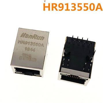 HR913550A Роз'єм RJ45 для комп'ютерних мереж, розетка, екранований зі світлодіодами (зелений/жовтий)