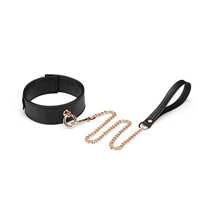 Нашийник з повідцем Liebe Seele Black Organosilicon Collar with Leash, екошкіра, фото 1