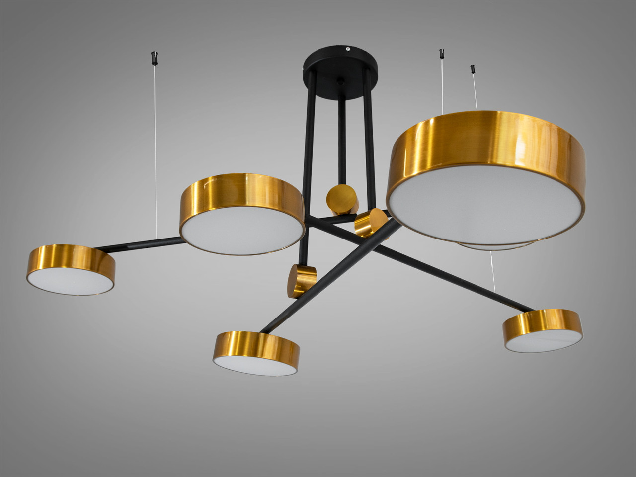 Сучасна світлодіодна люстра для залу, чорний із бронзою, 72 Вт D405-6BK+BR, фото 1