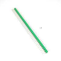 PLS-40-GREEN Планка штыревая на плату прямая шаг 2,54мм 1x40 контакт. Цвет: зелёный