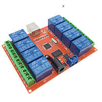 8-Channel USB Relay Module Восьмиканальный модуль DC 12V USB реле для управления нагрузкой. АС250В, 10А (DC