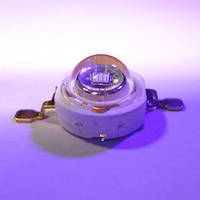 UV-LED-405nm Светодиод ультрафиолетовый, 3 Ватта, ток 500 мА, напряжение 3,4-3,6 В, длина волны 405 нм
