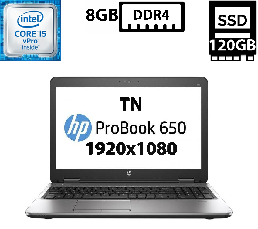 Ноутбук HP ProBook 650 G2/15.6"TN(1920x1080)/Intel Core i5-6300U 2.40GHz/8GB DDR4/SSD 120GB/Intel HD Graphics/Camera, DP, фото 1