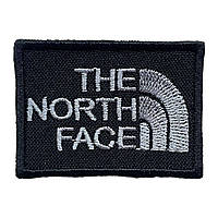 Шеврон на одяг "The North Face" пришивна нашивка сіра на чорному тлі 4,5*4,5см