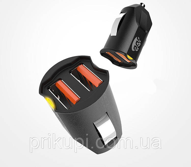 Маленька авто зарядка в прикурювач для телефону на 2 USB 12V-24V 2.1 A, 10.5 W