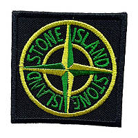 Шеврон на одяг "Stone Island" пришивна нашивка на чорному тлі 4,5*4,5см