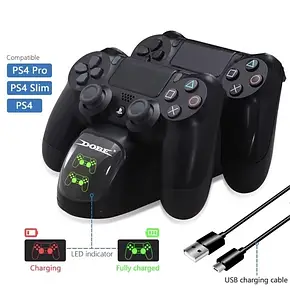Зарядна док-станція DOBE для DualShock 4 PS4 на 2 геймпада, Зарядна станція для геймпадів з LED-підсвіткою, фото 2