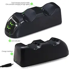 Зарядна док-станція DOBE для DualShock 4 PS4 на 2 геймпада, Зарядна станція для геймпадів з LED-підсвіткою, фото 4
