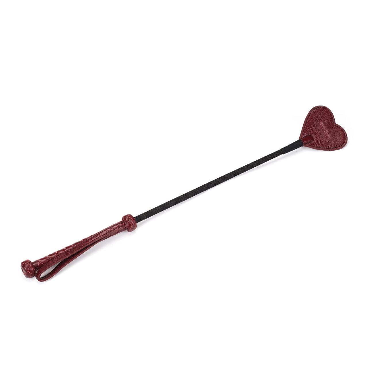 Шльопалка-сердечко Liebe Seele Wine Red Riding Crop with Heart-Shape Tip, натуральна шкіра, фото 1
