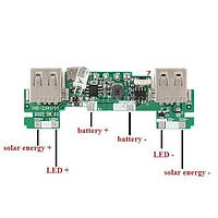 2USB 5V2A SOLAR Power Bank Module Модуль для PowerBank Lithium Li-ion 18650 Battery . Заряд от solar panel: