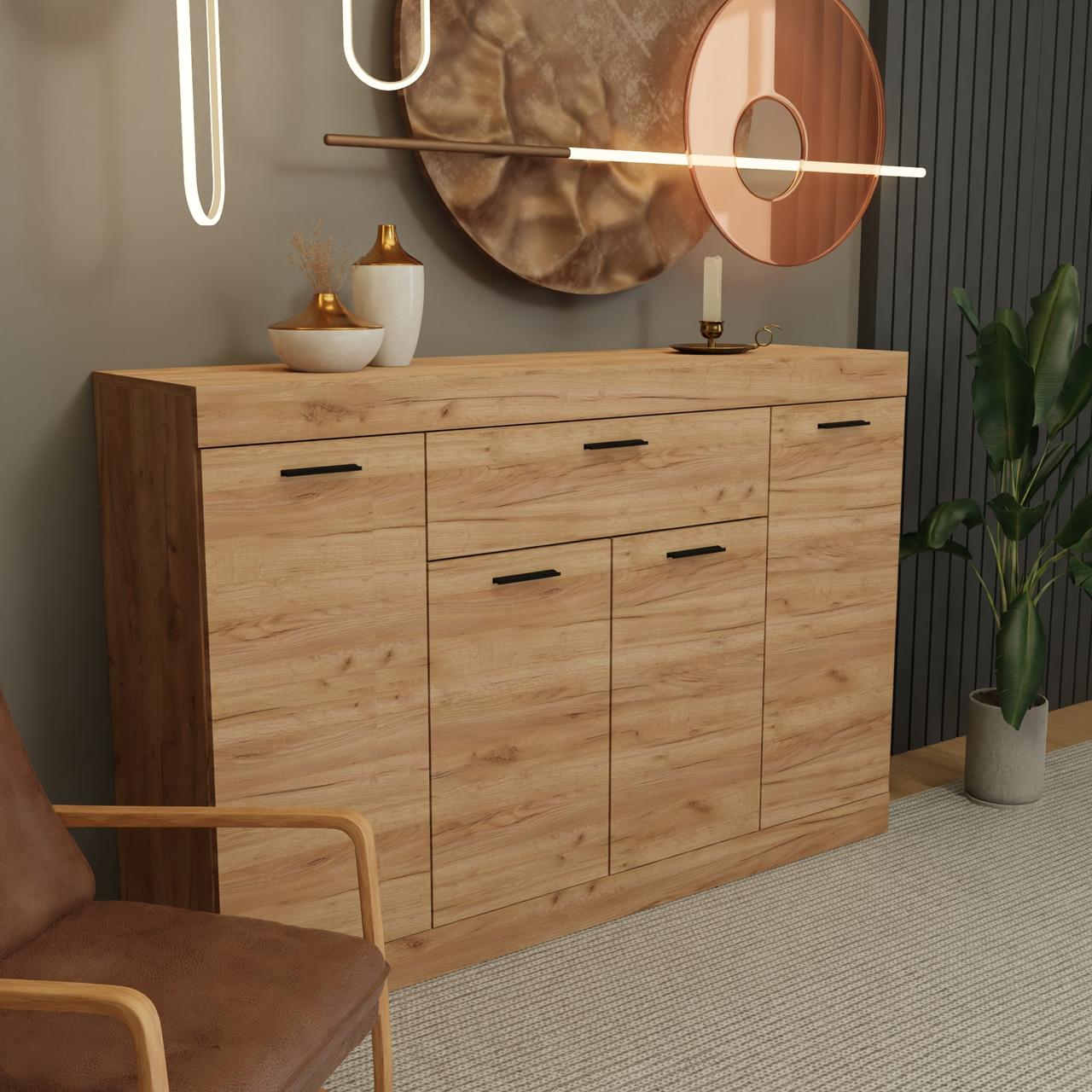 Большой комод с дверями и ящиком Соната-7 Крафт золотой от ...