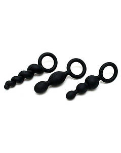 Набір анальних іграшок Satiffyer Plugs Black (набір 3) - COWY CALL, MAX. діаметр 3 см, фото 4