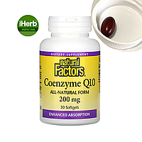 Natural Factors, Coenzyme Q10, коензим Q10, 200 мг, 30 капсул