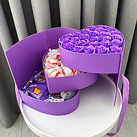 Премиум подарок с розами, сладостями Милка и мишкой для любимой на день рождения