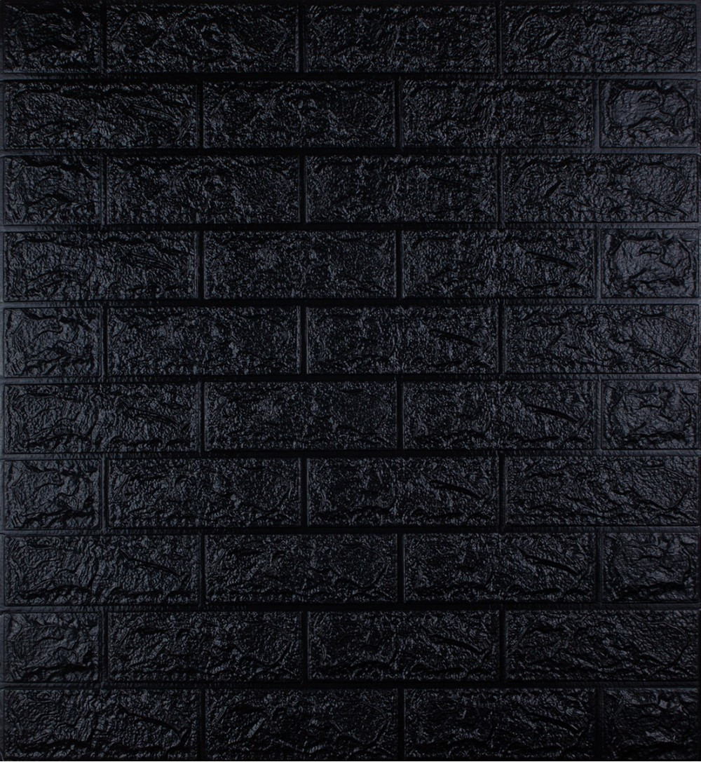 Декоративная стеновая 3Д панель самоклейка под кирпич черная 77*70 см толщиной 3 мм - фото 1 - id-p2065120139