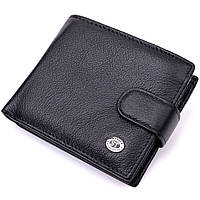 Классическое мужское портмоне с блоком для карт из натуральной кожи ST Leather черное