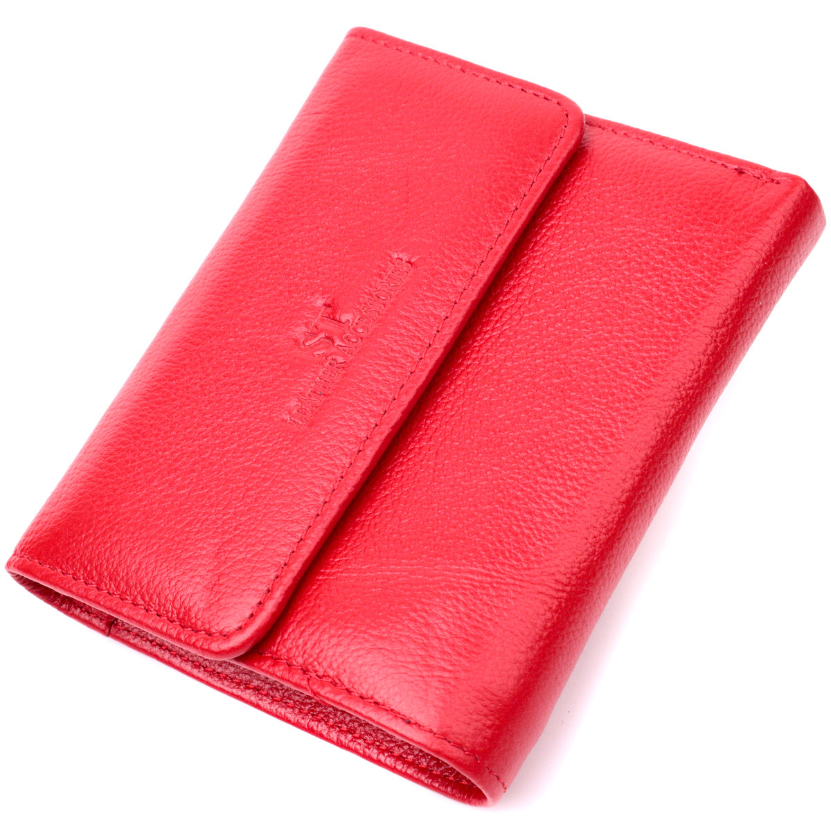 Яскравий жіночий гаманець з монетницею з натуральної шкіри ST Leather червоний