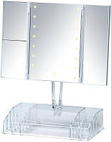 Зеркало настольное тройное с led подсветкой для макияжа сенсорное