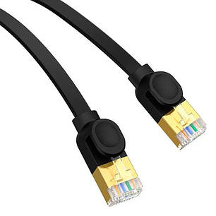 Мережевий кабель RJ45 Baseus CAT7 B00133207111-05 RJ45 плаский 8 м Black N, фото 3