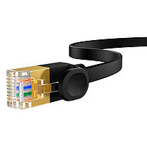 Мережевий кабель RJ45 Baseus CAT7 B00133207111-05 RJ45 плаский 8 м Black N, фото 4