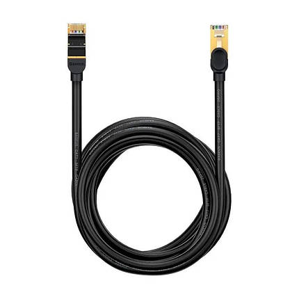 Мережевий кабель RJ45 Baseus WKJS010701 круглий 10 м Black N, фото 1