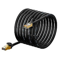 Мережевий кабель RJ45 Baseus WKJS010701 круглий 10 м Black N, фото 4