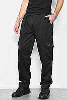 Спортивные штаны мужские полубатальные черного цвета 172427P