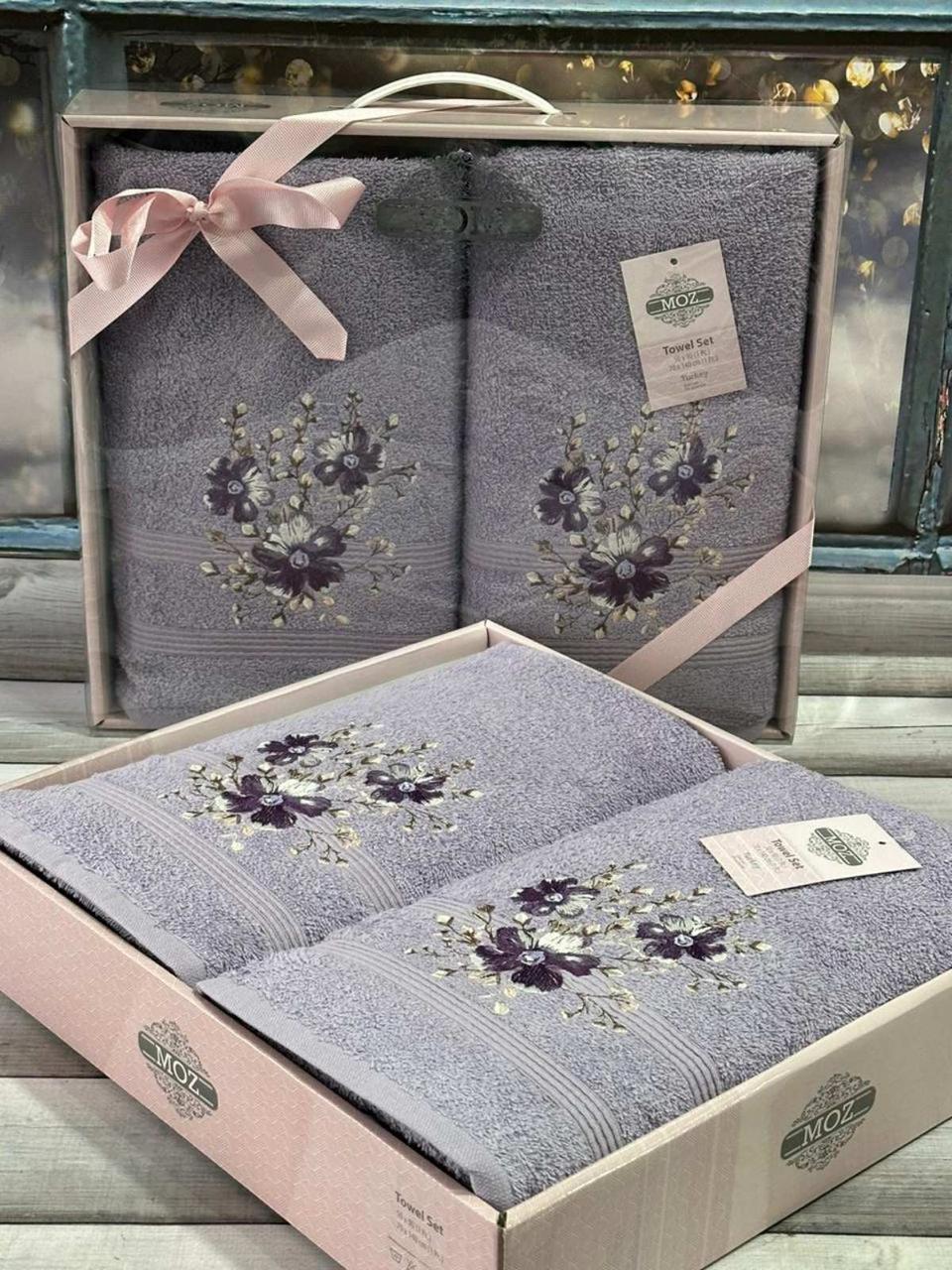Moz cicek 07 2в1подарунковий набір рушників. 480 г/м2. Moz Туреччина.