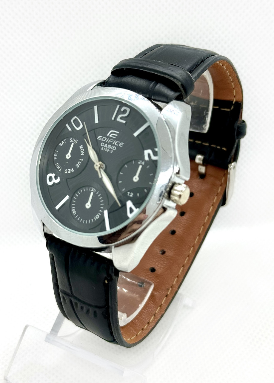 Чоловічий наручний годинник Edifice 8159G Срібло з чорним ремінцем ( код: IBW889SB )