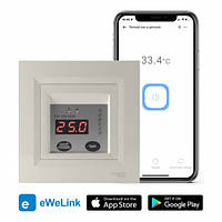 Терморегулятор Rubezh TR-16V-WIFI с WiFi для теплого пола рамка Schneider Asfora белая (16А, 220В) Крем