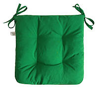 Подушка сидушка на стулья кресла табуретки 45х45х8 на двух завязках зеленая