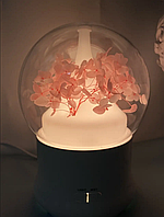 Зволожувач для кімнати, аромалампа з живими персиковими квітами Гортензія, нічник з LED-підсвічуванням у подарунок Ароматизатор