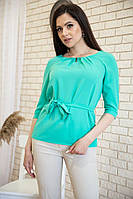 Блузка с рукавами 3/4 и поясом, цвет Зеленый, 172R1-1