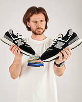 Чоловічі кросівки New Balance Classic Black White Gray Взуття Нью Беланс Классік замша текстиль демісезон, фото 3