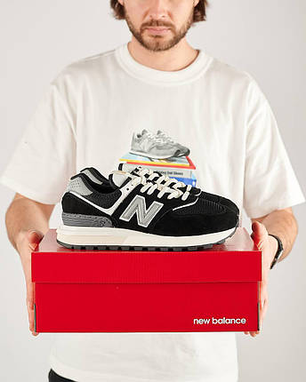 Чоловічі кросівки New Balance Classic Black White Gray Взуття Нью Беланс Классік замша текстиль демісезон, фото 1
