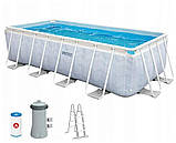 Каркасний прямокутний басейн Intex 26780 (400-200-100см, 6836 л, фільтр) Сірий Chevron, фото 4