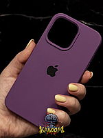 Чохол із закритим низом на Айфон 15 Про Бордовий / Silicone Case для iPhone 15 Pro Plum