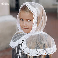 Праздничный платок, детский палантин "Фея", белый
