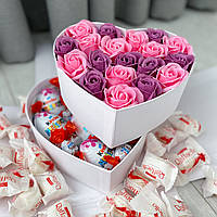 Подарочный бокс сюрприз, набор с цветами и сладостями